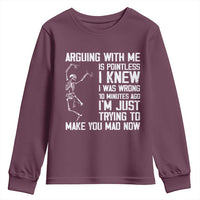 Funny Skeleton Sarcastic Youth Sweatshirt Arguing With Me Is Pointless Smartmouths - Wonder Print Shop