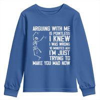 Funny Skeleton Sarcastic Youth Sweatshirt Arguing With Me Is Pointless Smartmouths - Wonder Print Shop