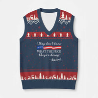 They Dont Know WTF They Are Doing V-Neck Knit Sweater Vest Red White Blue - Wonder Print Shop