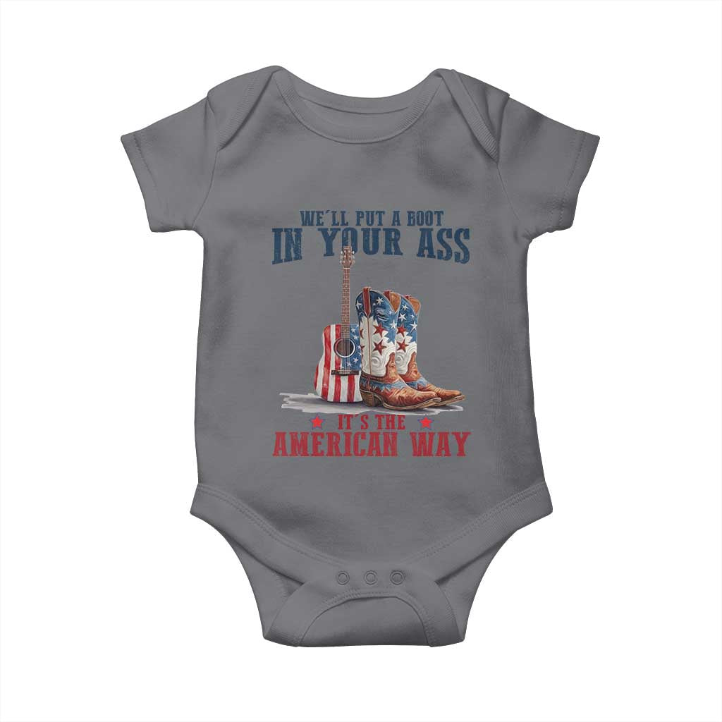 Funny Boot in Your Ass American Way Baby Onesie Patriotic Country Style USA Pride - Wonder Print Shop