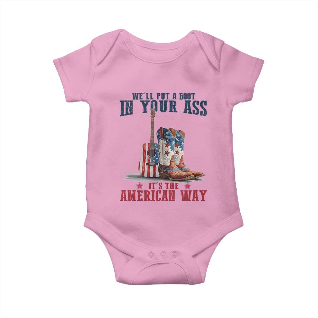 Funny Boot in Your Ass American Way Baby Onesie Patriotic Country Style USA Pride - Wonder Print Shop