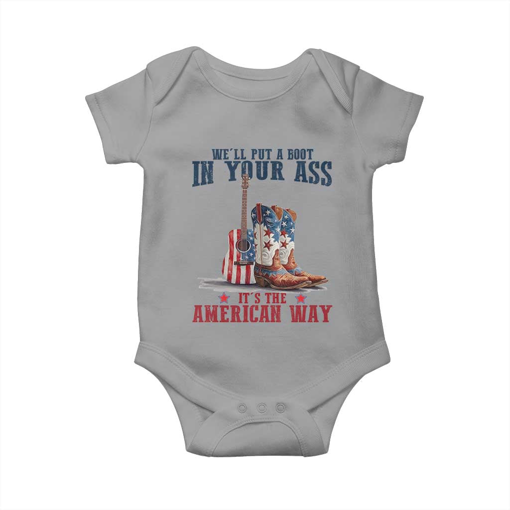 Funny Boot in Your Ass American Way Baby Onesie Patriotic Country Style USA Pride - Wonder Print Shop
