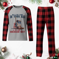 Funny Boot in Your Ass American Way Plaid Pajama Set Patriotic Country Style USA Pride - Wonder Print Shop