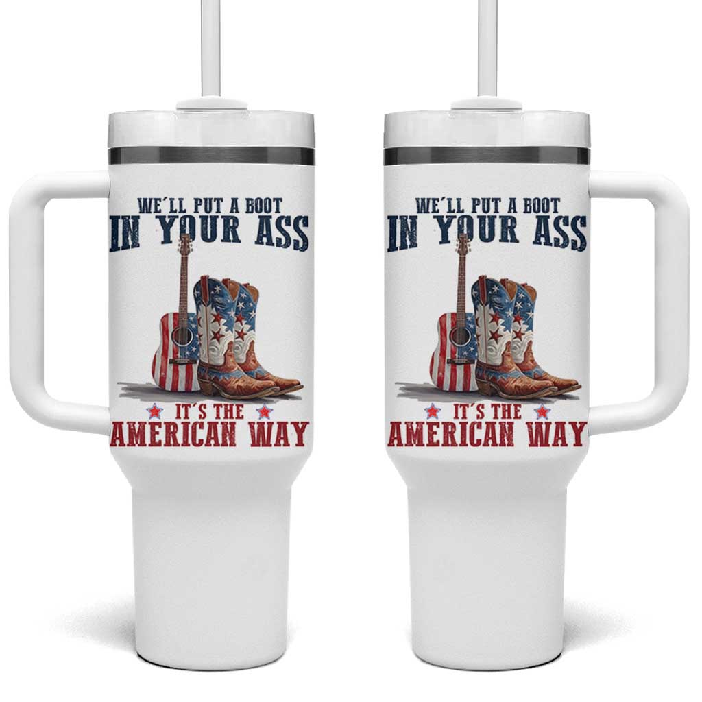 Funny Boot in Your Ass American Way Tumbler With Handle Patriotic Country Style USA Pride - Wonder Print Shop