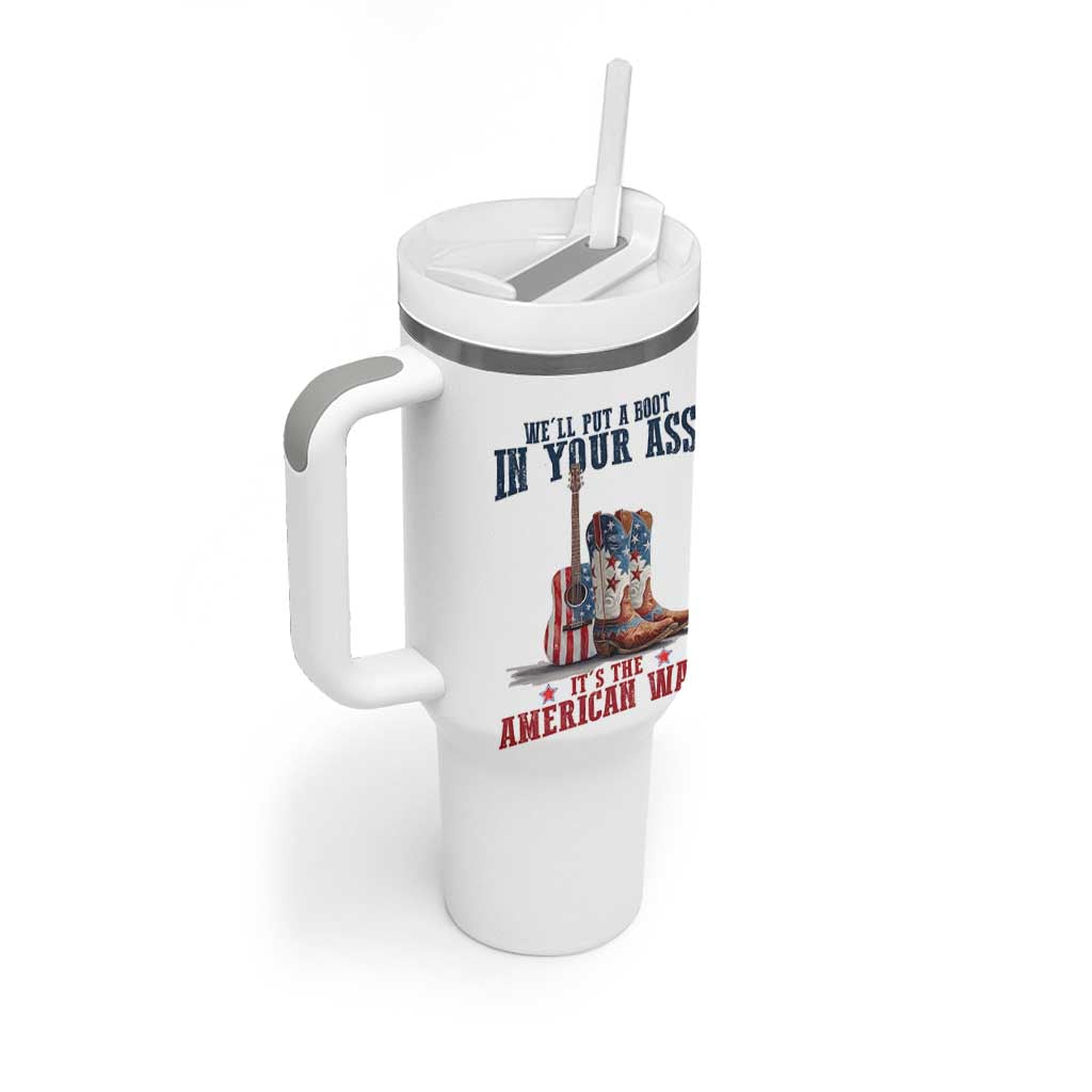 Funny Boot in Your Ass American Way Tumbler With Handle Patriotic Country Style USA Pride - Wonder Print Shop