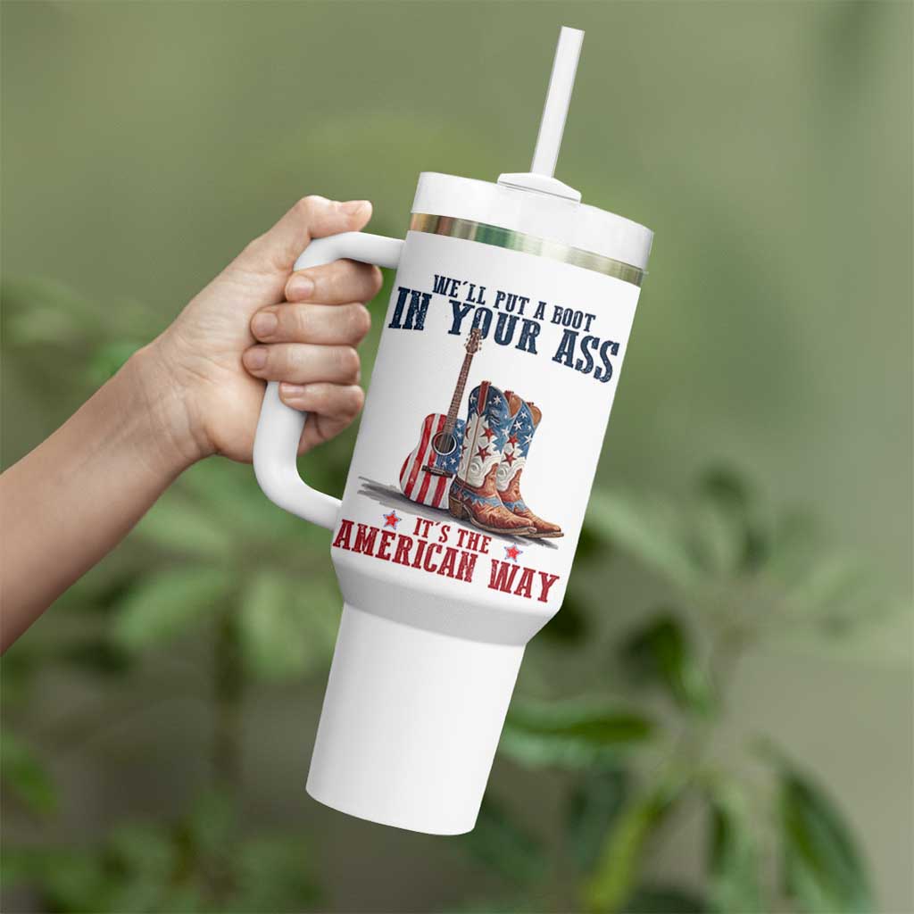Funny Boot in Your Ass American Way Tumbler With Handle Patriotic Country Style USA Pride - Wonder Print Shop