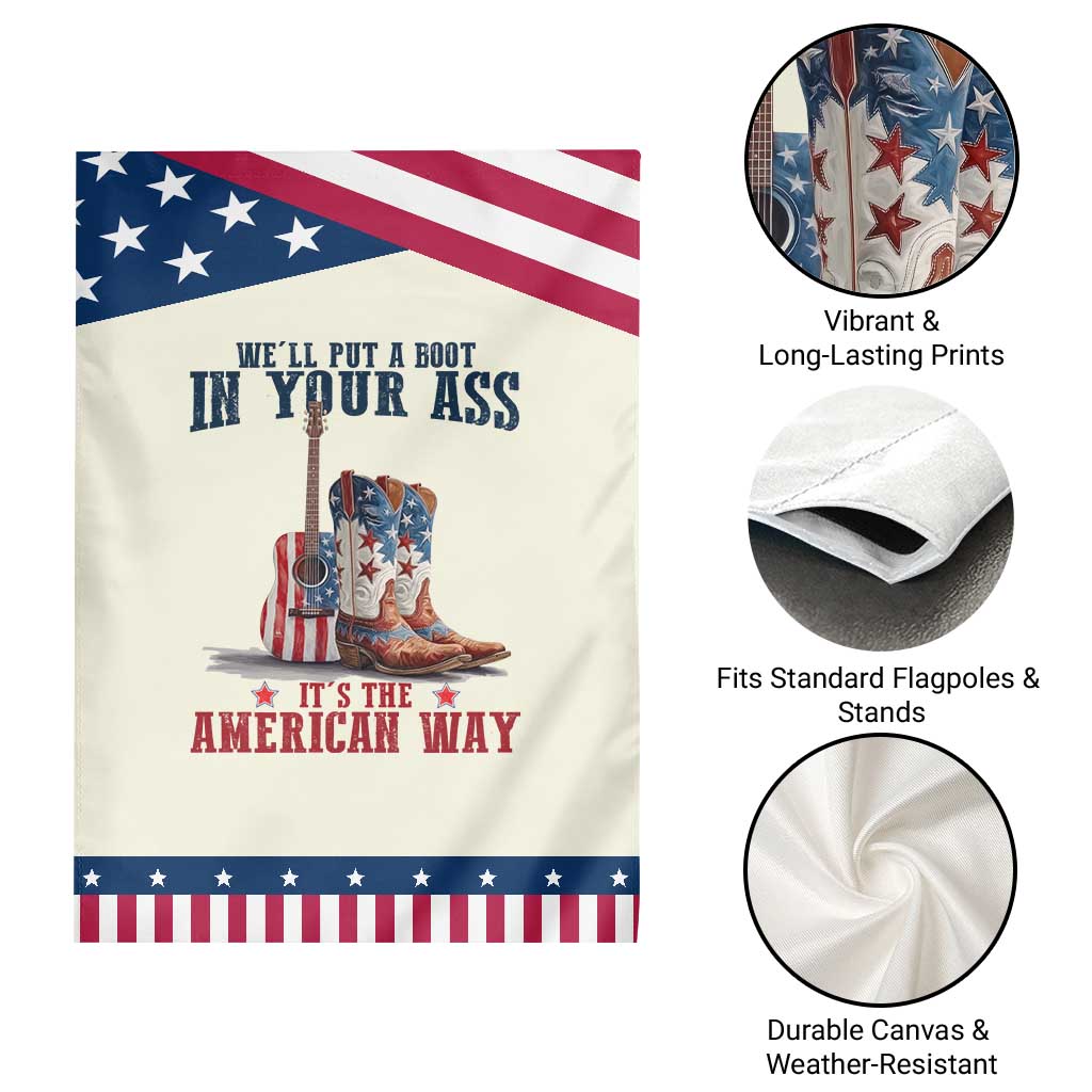Funny Boot in Your Ass American Way Garden Flag Patriotic Country Style USA Pride