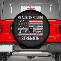 Peace Through Strength Spare Tire Cover Patriotic Midnight Hammer Jet American Flag - Wonder Print Shop