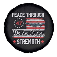 Peace Through Strength Spare Tire Cover Patriotic Midnight Hammer Jet American Flag - Wonder Print Shop