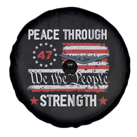 Peace Through Strength Spare Tire Cover Patriotic Midnight Hammer Jet American Flag - Wonder Print Shop