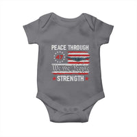 Peace Through Strength Baby Onesie Patriotic Midnight Hammer Jet American Flag - Wonder Print Shop