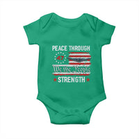 Peace Through Strength Baby Onesie Patriotic Midnight Hammer Jet American Flag - Wonder Print Shop