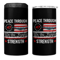 Peace Through Strength 4 in 1 Can Cooler Tumbler Patriotic Midnight Hammer Jet American Flag - Wonder Print Shop