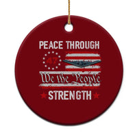 Peace Through Strength Ceramic Ornament Patriotic Midnight Hammer Jet American Flag - Wonder Print Shop