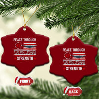 Peace Through Strength Ceramic Ornament Patriotic Midnight Hammer Jet American Flag - Wonder Print Shop