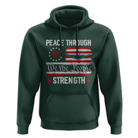 Peace Through Strength Hoodie Patriotic Midnight Hammer Jet American Flag - Wonder Print Shop