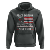 Peace Through Strength Hoodie Patriotic Midnight Hammer Jet American Flag - Wonder Print Shop
