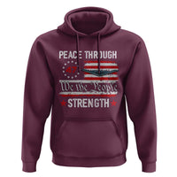 Peace Through Strength Hoodie Patriotic Midnight Hammer Jet American Flag - Wonder Print Shop