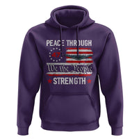 Peace Through Strength Hoodie Patriotic Midnight Hammer Jet American Flag - Wonder Print Shop