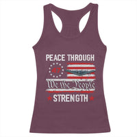 Peace Through Strength Racerback Tank Top Patriotic Midnight Hammer Jet American Flag - Wonder Print Shop