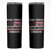 Peace Through Strength Skinny Tumbler Patriotic Midnight Hammer Jet American Flag - Wonder Print Shop