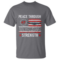 Peace Through Strength T Shirt Patriotic Midnight Hammer Jet American Flag - Wonder Print Shop