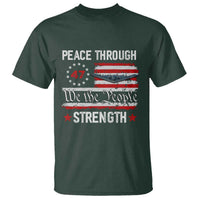 Peace Through Strength T Shirt Patriotic Midnight Hammer Jet American Flag - Wonder Print Shop