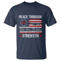Peace Through Strength T Shirt Patriotic Midnight Hammer Jet American Flag - Wonder Print Shop