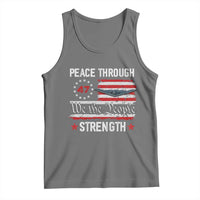 Peace Through Strength Tank Top Patriotic Midnight Hammer Jet American Flag - Wonder Print Shop