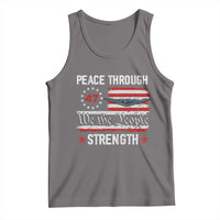 Peace Through Strength Tank Top Patriotic Midnight Hammer Jet American Flag - Wonder Print Shop