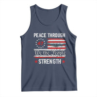 Peace Through Strength Tank Top Patriotic Midnight Hammer Jet American Flag - Wonder Print Shop