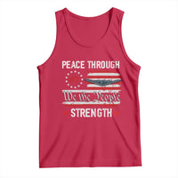 Peace Through Strength Tank Top Patriotic Midnight Hammer Jet American Flag - Wonder Print Shop