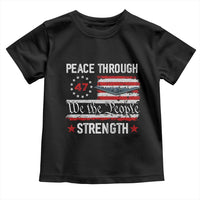 Peace Through Strength Toddler T Shirt Patriotic Midnight Hammer Jet American Flag - Wonder Print Shop