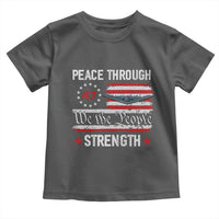 Peace Through Strength Toddler T Shirt Patriotic Midnight Hammer Jet American Flag - Wonder Print Shop