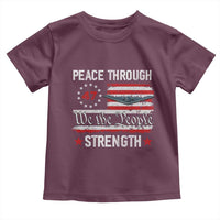 Peace Through Strength Toddler T Shirt Patriotic Midnight Hammer Jet American Flag - Wonder Print Shop
