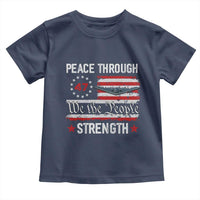 Peace Through Strength Toddler T Shirt Patriotic Midnight Hammer Jet American Flag - Wonder Print Shop