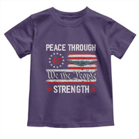 Peace Through Strength Toddler T Shirt Patriotic Midnight Hammer Jet American Flag - Wonder Print Shop