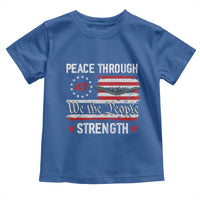 Peace Through Strength Toddler T Shirt Patriotic Midnight Hammer Jet American Flag - Wonder Print Shop