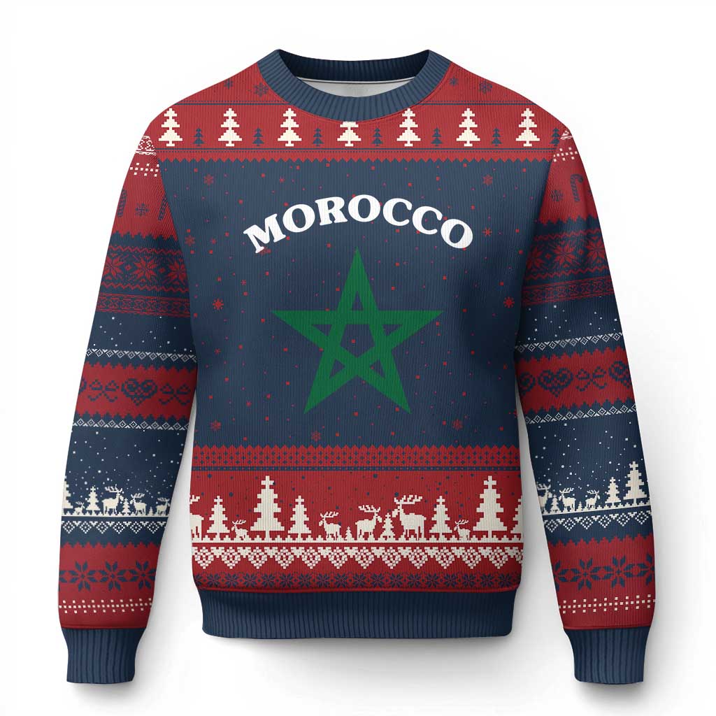 Morocco Pride Flag Star Ugly Christmas Sweater Patriotic Moroccan Heritage Souvenir