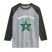 Morocco Pride Flag Star Raglan Shirt Patriotic Moroccan Heritage Souvenir