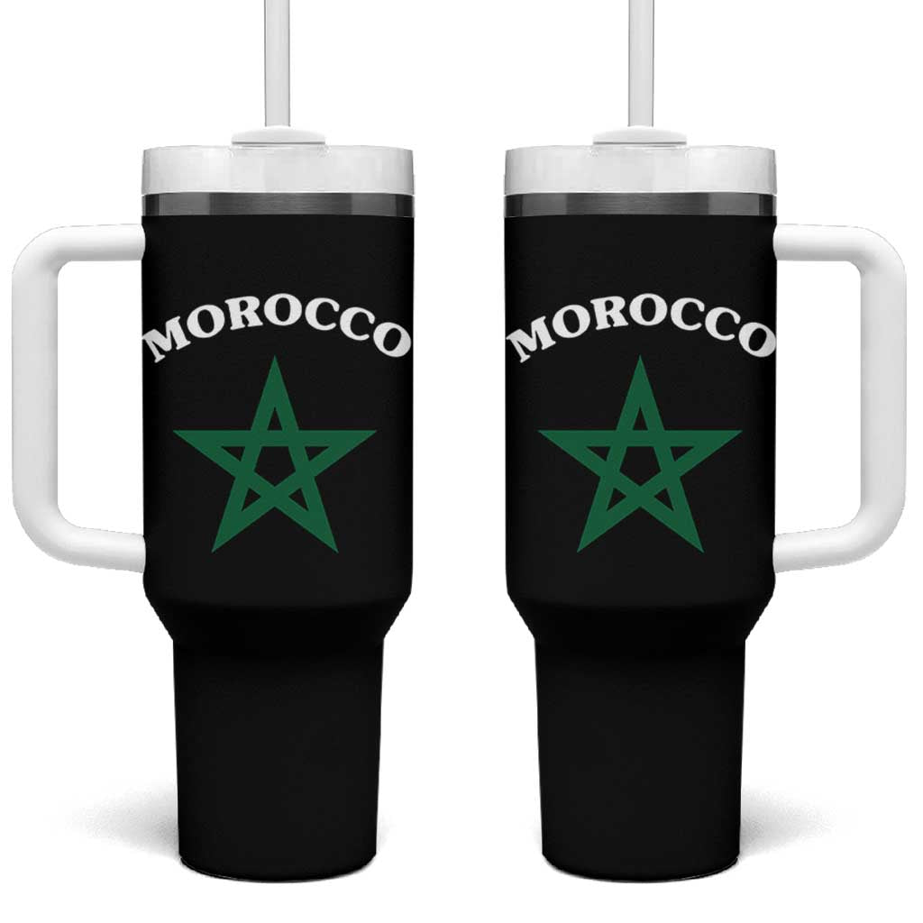 Morocco Pride Flag Star Tumbler With Handle Patriotic Moroccan Heritage Souvenir