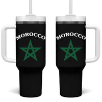 Morocco Pride Flag Star Tumbler With Handle Patriotic Moroccan Heritage Souvenir