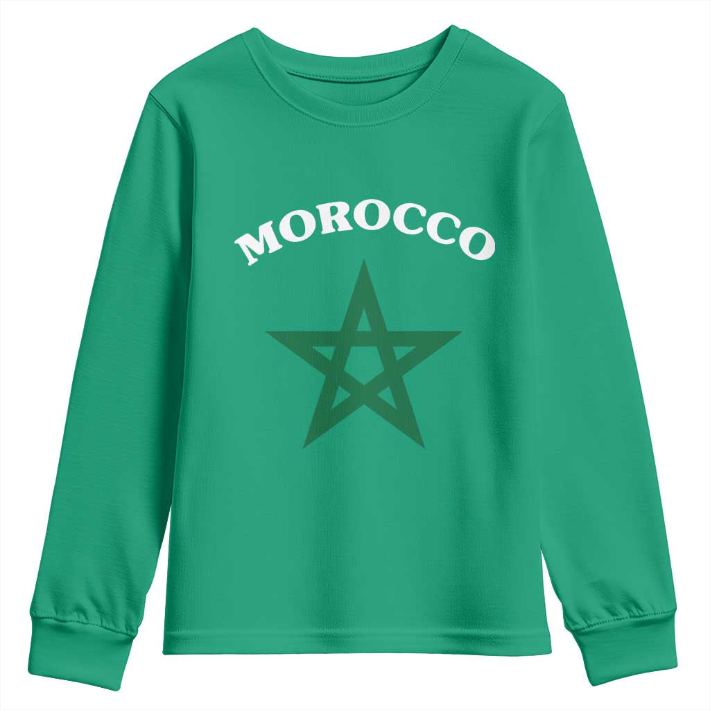 Morocco Pride Flag Star Youth Sweatshirt Patriotic Moroccan Heritage Souvenir