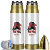 Morocco Girl Messy Bun with Flag Sunglasses Bullet Tumbler Proud Moroccan Woman Heritage