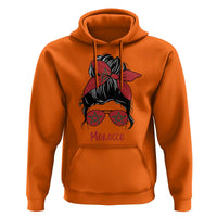 Morocco Girl Messy Bun with Flag Sunglasses Hoodie Proud Moroccan Woman Heritage