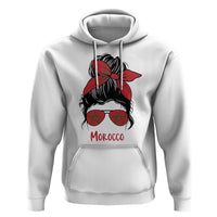 Morocco Girl Messy Bun with Flag Sunglasses Hoodie Proud Moroccan Woman Heritage