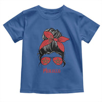 Morocco Girl Messy Bun with Flag Sunglasses Toddler T Shirt Proud Moroccan Woman Heritage