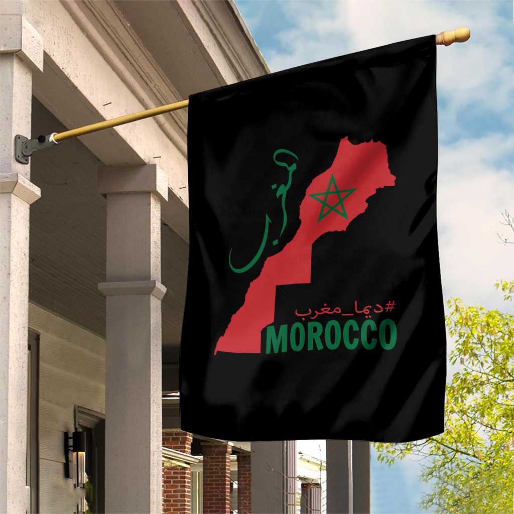 Morocco Map Dima Maghrib with Arabic Calligraphy Garden Flag Maghreb Traditional Moroccan Roots Graphic
