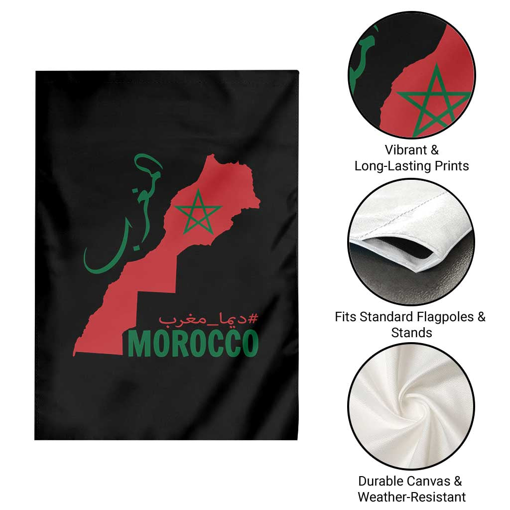 Morocco Map Dima Maghrib with Arabic Calligraphy Garden Flag Maghreb Traditional Moroccan Roots Graphic