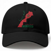Morocco Map Dima Maghrib with Arabic Calligraphy Baseball Cap Maghreb Traditional Moroccan Roots Graphic